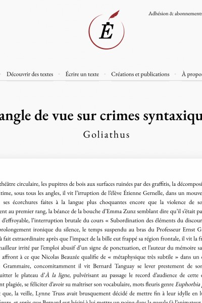 angle de vue sur crimes syntaxiques